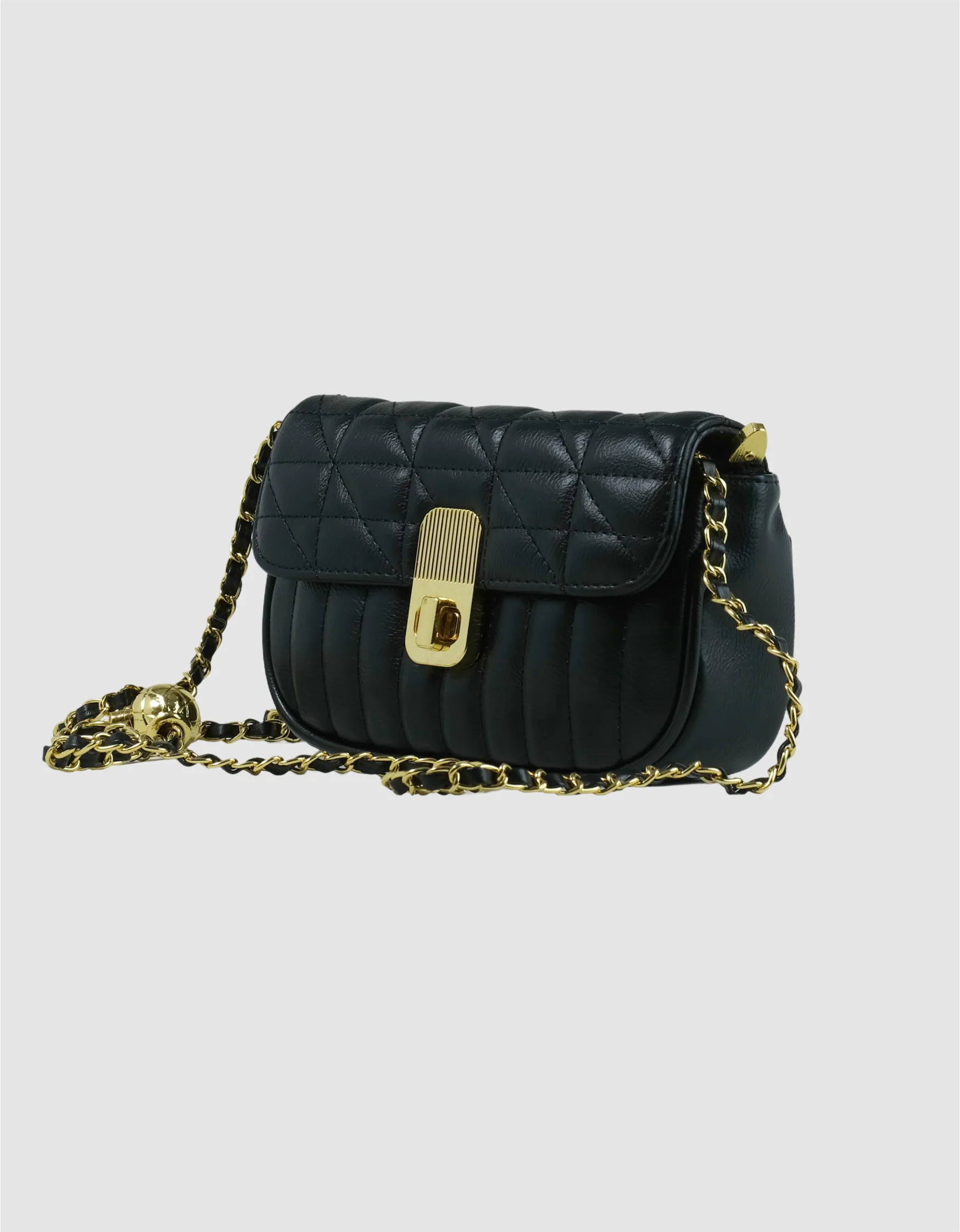 Imported black sling bag with gold hardware – fashionable bags for women