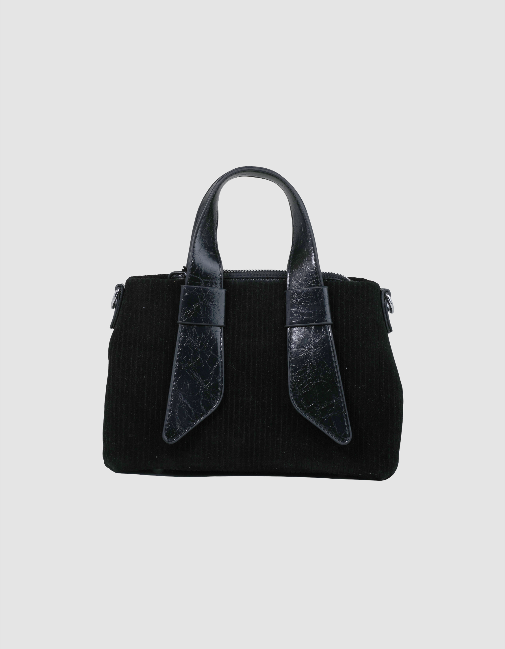 Elegant Black Quadra Fabric Corduroy Classic Crossbody Bag, perfect for everyday wear and office bags for women.