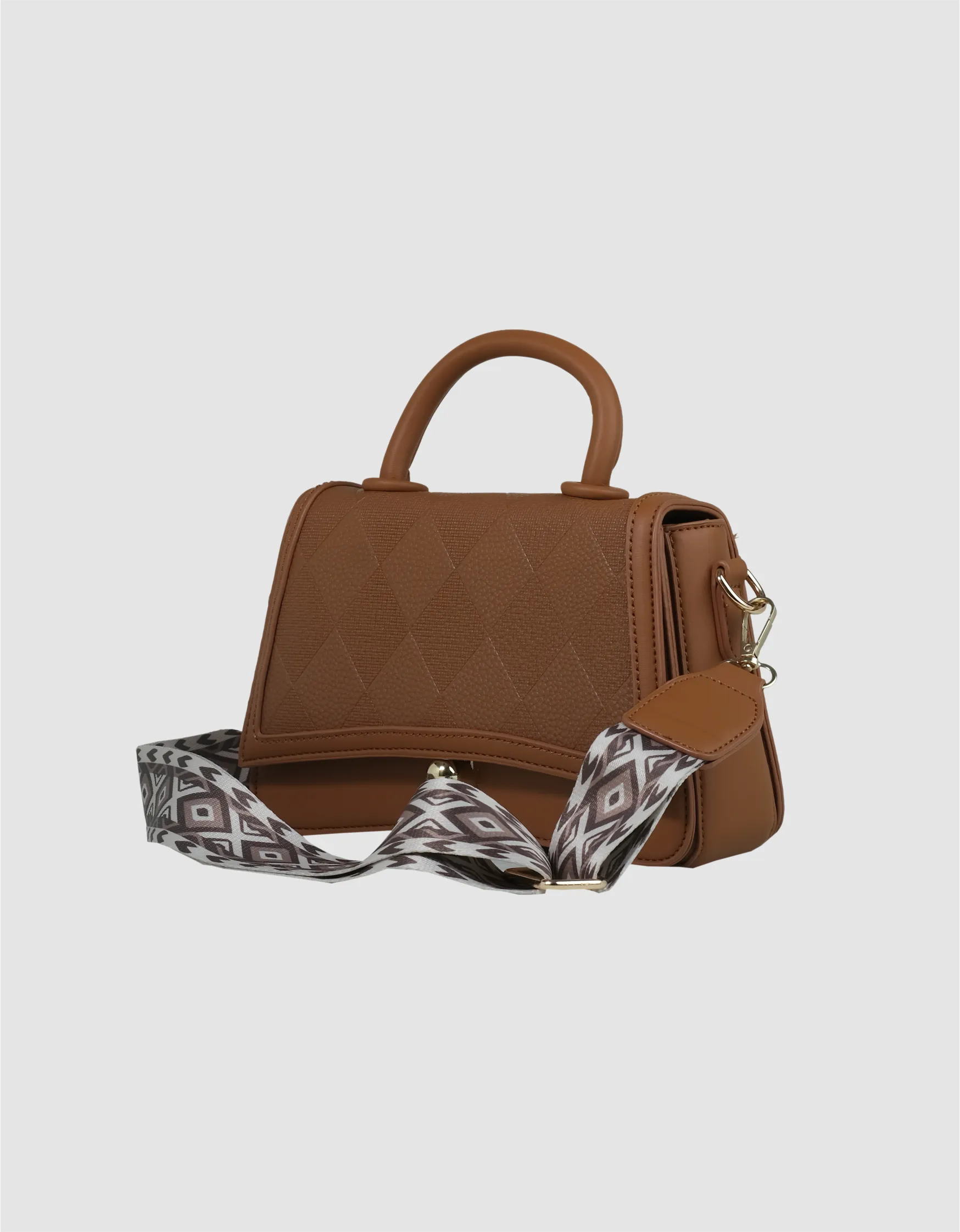 Dark Brown Diamond Grace Sling Bag with classic diamond pattern and premium leather detailing, perfect for luxury handbags.